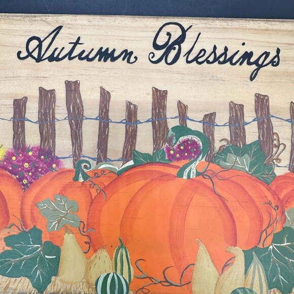 Autumn Decor Hand Painted Wooden Sign Autumn Blessings With Pumpkins Mums Fall - Picture 4 of 8